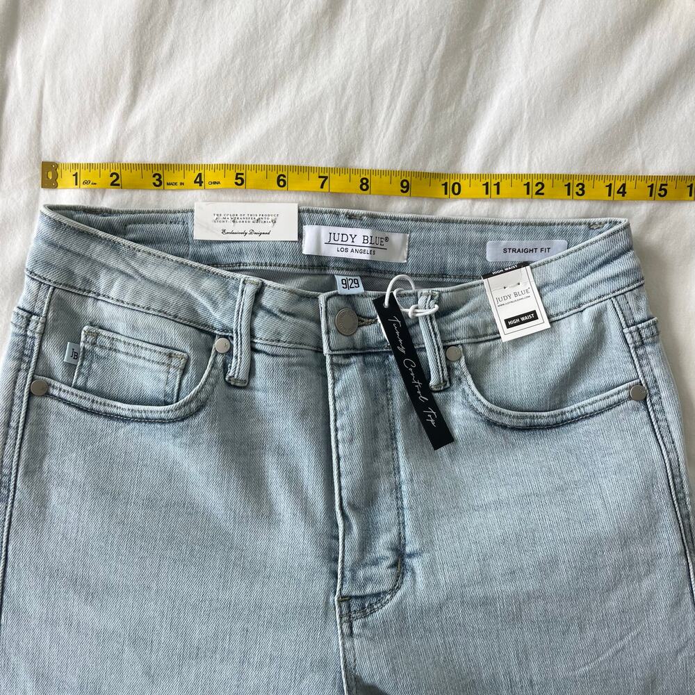 Judy Blue NWT Marco High Rise Tummy Control Top Straight Light Wash Denim Jeans - Picture 5 of 12